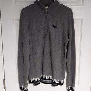 PINK Victoria's Secret Charcoal Zip-Up Sweater